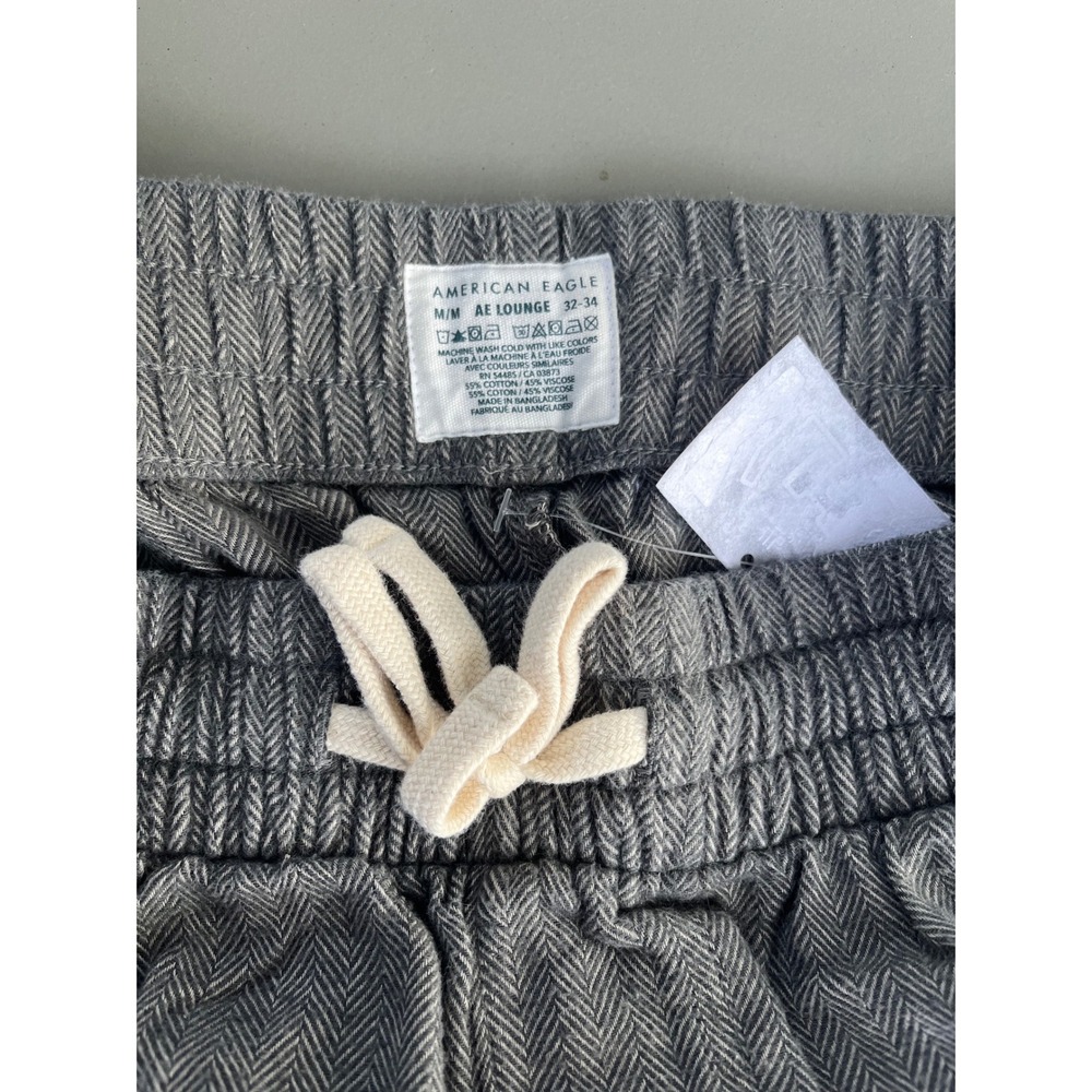 American Eagle AE Lounge Pants Bundle Navy Pinstripe Grey Herringbone - Picture 3 of 6